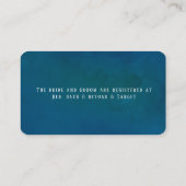 ティール（緑がかった色）と桃の水色フローラの結婚レジストリ 名刺 (裏面)