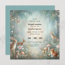 ティール（緑がかった色）と桃の魅惑の森結婚の