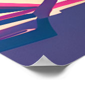 ティール(緑がかった色)と桃ビーチ、椅子と傘 ポスター (角)