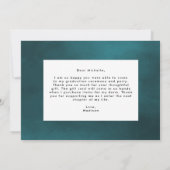 ティール(緑がかった色)と水彩の水晶写真卒業 サンキューカード (裏面)