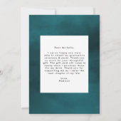 ティール（緑がかった色）と水彩の水晶写真卒業 サンキューカード (裏面)
