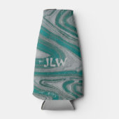 ティール（緑がかった色）と灰色自然の鉱波 ボトルクーラー (正面)