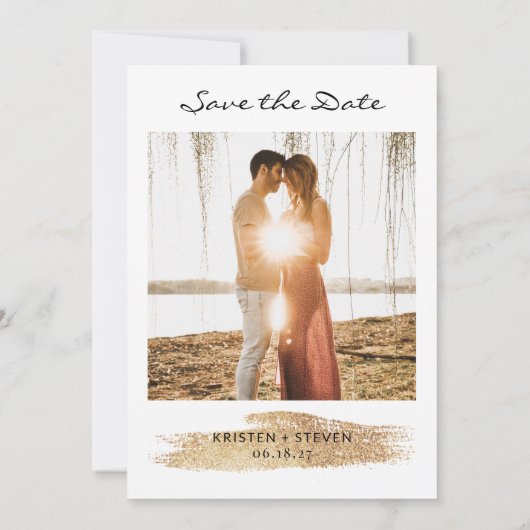 ティール(緑がかった色)と燃えたオレンジ色の水色日付を保存 セーブザデート (裏面)