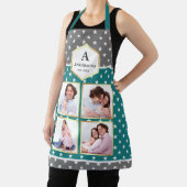 ティール(緑がかった色)と白い星の絵柄写真コラージュ エプロン (インサイチュ)