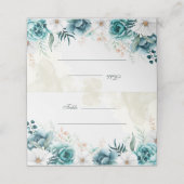 ティール（緑がかった色）と白い野結婚花の座席表 プレイスカード (外部開封)
