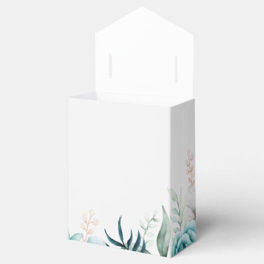 ティール（緑がかった色）と白い野結婚花 フェイバーボックス (オープン)