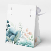 ティール（緑がかった色）と白い野結婚花 フェイバーボックス (裏面サイド)