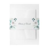 ティール（緑がかった色）と白い野結婚花 招待状ベリーバンド (正面例)