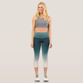 ティール（緑がかった色）と白のグラデグラデーションィティエレガントング カプリレギンス (正面)