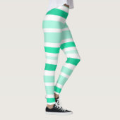 ティール(緑がかった色)と白のストライプのレギンス レギンス (右)