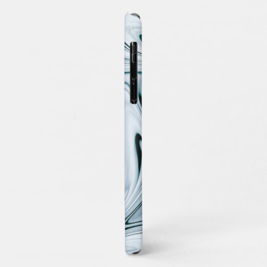 ティール（緑がかった色）と白の大理石の渦巻き効果 Case-Mate iPhoneケース (裏面/左)