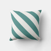 ティール(緑がかった色)と白の太い対角線のストライプ クッション (裏面)
