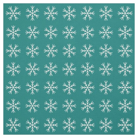 ティール(緑がかった色)と白の雪片 ファブリック (見本)