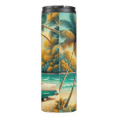 ティール(緑がかった色)と白クラシックいビーチ車オン タンブラー (裏面)