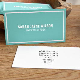 ティール（緑がかった色）と白縁ど人素晴らしのシンプル 名刺