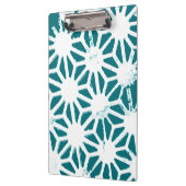ティール（緑がかった色）と白色の幾何学的パターン クリップボード (左)