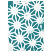 ティール（緑がかった色）と白色の幾何学的パターン クリップボード (裏面)
