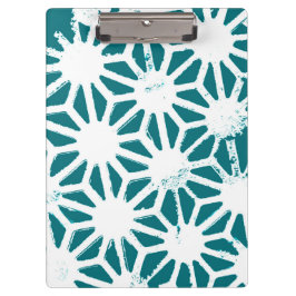 ティール(緑がかった色)と白色の幾何学的パターン クリップボード