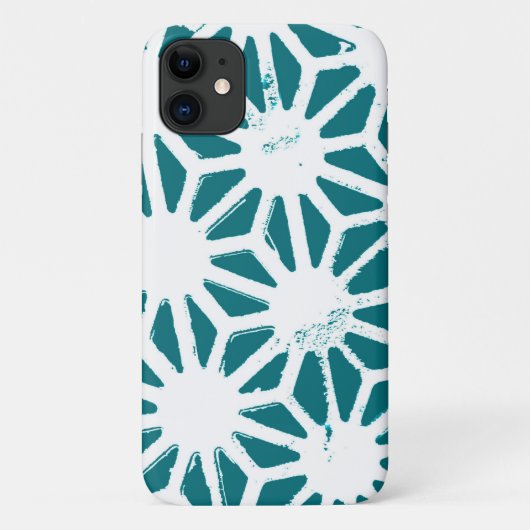ティール（緑がかった色）と白色の幾何学的パターン Case-Mate iPhoneケース (裏面)