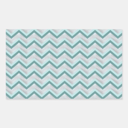 ティール(緑がかった色)と真珠ジグザグ 長方形シール (正面)