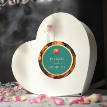 ティール（緑がかった色）と秋ファンタジー金ゴールド素朴レベリ結婚ーズ