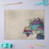 ティール（緑がかった色）と紫のクイーンのハートデクページ 薄葉紙 (クラフト)