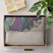 ティール（緑がかった色）と紫のクイーンのハートデクページ 薄葉紙 (ギフト)