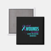 ティール（緑がかった色）と紫のリボン自殺防止の待ち時間 マグネット (正面/裏面)