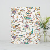 ティール（緑がかった色）と紫のヴィンテージ鳥の折り紙紙 (スタンド正面)