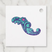 ティール（緑がかった色）と紫の人魚の宝飾品 フェイバータグ (裏面)