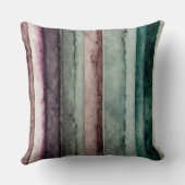 ティール（緑がかった色）と紫の抽象芸術ストライプ クッション (裏面)
