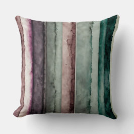 ティール（緑がかった色）と紫の抽象芸術ストライプ クッション