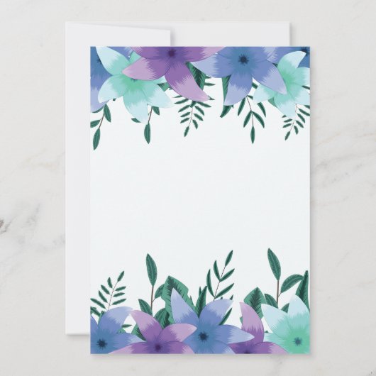 ティール（緑がかった色）と紫の結婚式招待状 招待状 (裏面)
