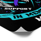 ティール（緑がかった色）と紫の自殺認識度リボンのメモリ ポスター (角)