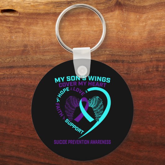 ティール(緑がかった色)と紫の自殺防止認識度ソンH キーホルダー (裏面)