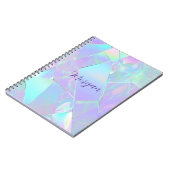 ティール（緑がかった色）と紫の虹色デザイン、スクリプト名 ノートブック (左側)