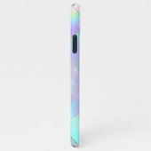 ティール（緑がかった色）と紫の虹色デザイン、スクリプト名 iPhoneケース (右側)