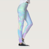 ティール（緑がかった色）と紫の虹色デザイン、名前またはメッセージ レギンス (右)