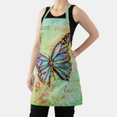 ティール（緑がかった色）と紫の蝶 エプロン (インサイチュ)