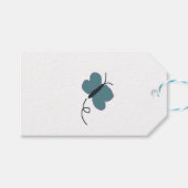 ティール(緑がかった色)と紫の蝶 ギフトタグ (正面(横))