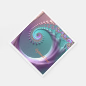 ティール(緑がかった色)と紫スパイラルフラクタル紙紙ナプキンス スタンダードランチョンナプキン (角)