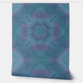 ティール(緑がかった色)と紫ピンクの水彩幾何学模様 壁紙