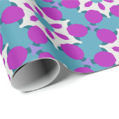 ティール（緑がかった色）と紫色の花柄PP4 ラッピングペーパー (ロールコーナー)