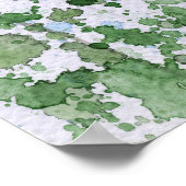 ティール（緑がかった色）と緑のケシ、水彩花の壁 ポスター (角)