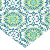 ティール（緑がかった色）と緑のボホパターン ショートテーブルランナー (コーナー)