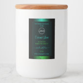 ティール(緑がかった色)と緑の大理石エレガント製品ラベルのロゴ フードラベル (正面)