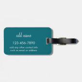 ティール（緑がかった色）と緑の巨大シェブロンパターン名前をカスタムする ラゲッジタグ (裏面横)