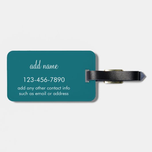 ティール（緑がかった色）と緑の巨大シェブロンパターン名前をカスタムする ラゲッジタグ (裏面横)