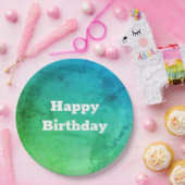ティール（緑がかった色）と緑の誕生日プレート ペーパープレート (パーティー)