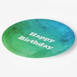 ティール（緑がかった色）と緑の誕生日プレート ペーパープレート